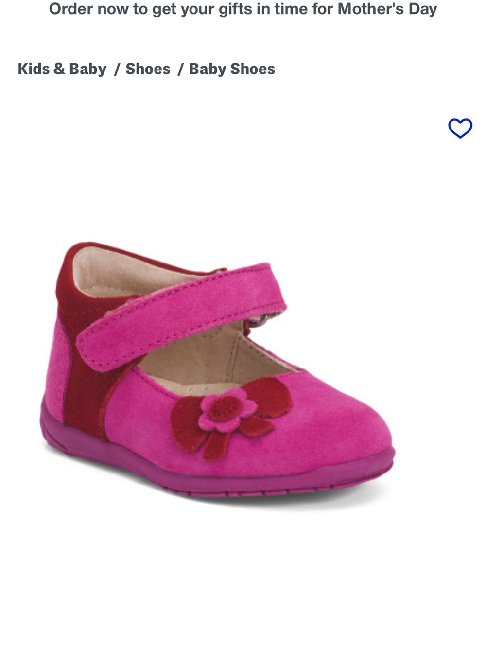 L'Amour Hot Pink and Maroon Mary Jane Baby Shoes with Flower